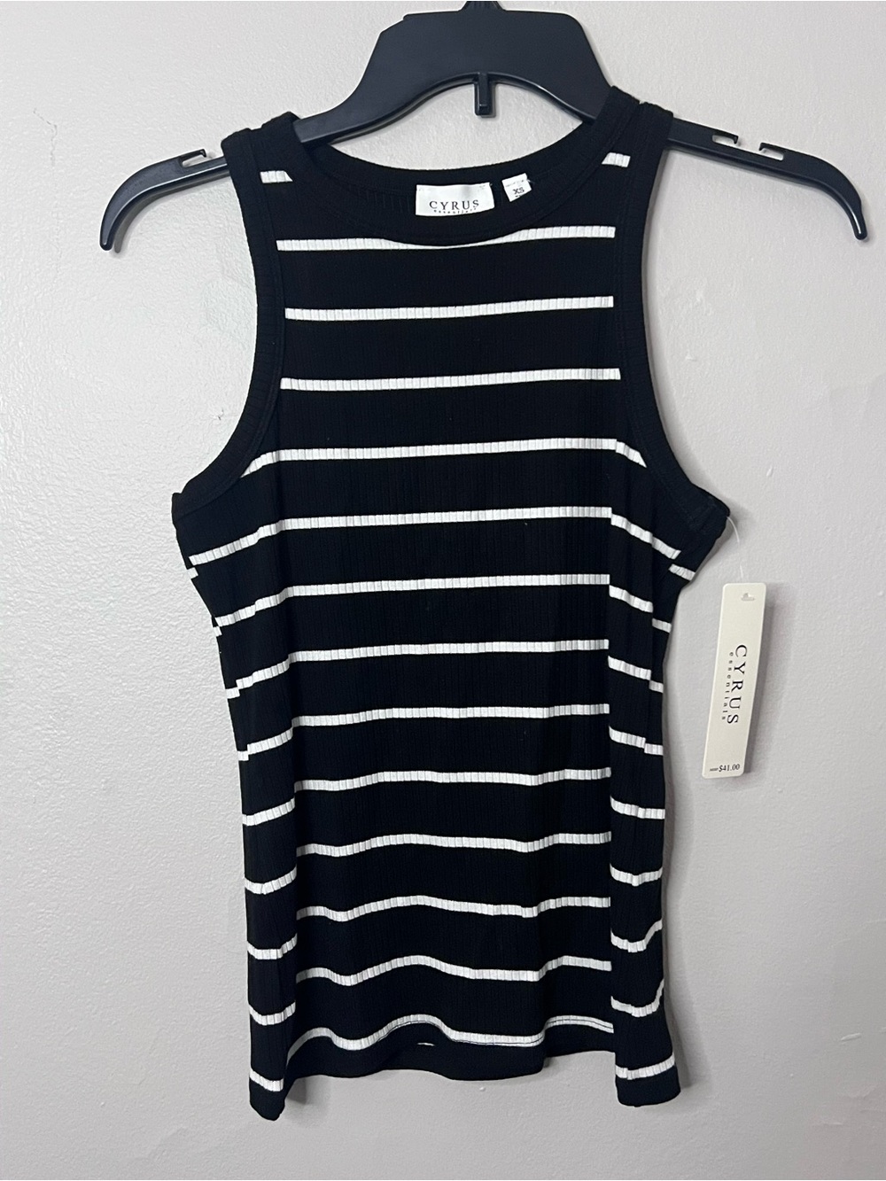 NWTS Cyrus Black & White Striped Ribbed Tank